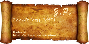 Zorkóczy Pál névjegykártya
